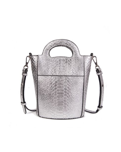 Cannes SE Handtasche aus silbernem Leder - 18x22x9,5 cm