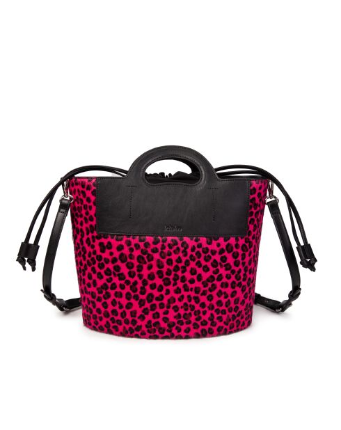ST Tropez Fur Leo Lederhandtasche in Fuchsia - 28x25x14 cm
