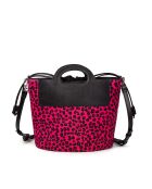 ST Tropez Fur Leo Lederhandtasche in Fuchsia - 28x25x14 cm