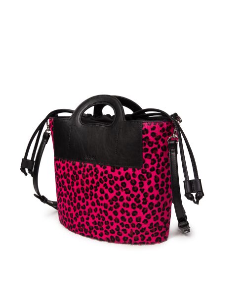 ST Tropez Fur Leo Lederhandtasche in Fuchsia - 28x25x14 cm