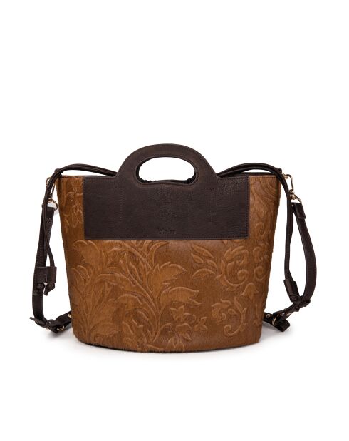 ST Tropez Bontbruine leren handtas - 28x25x14 cm