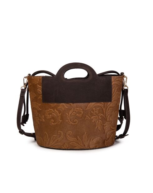 ST Tropez Bontbruine leren handtas - 28x25x14 cm