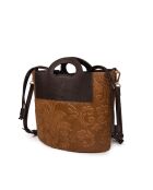 ST Tropez Fur braune Lederhandtasche - 28x25x14 cm