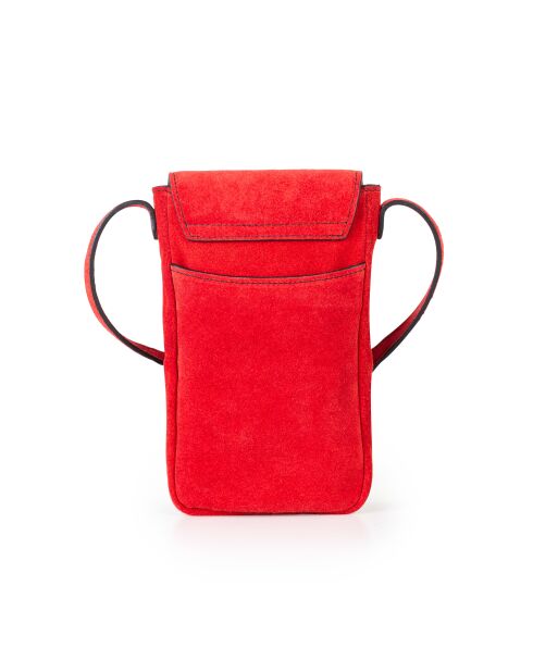 Pochette téléphone en Cuir Zelie V rouge - 11,5x17,5x1,5 cm