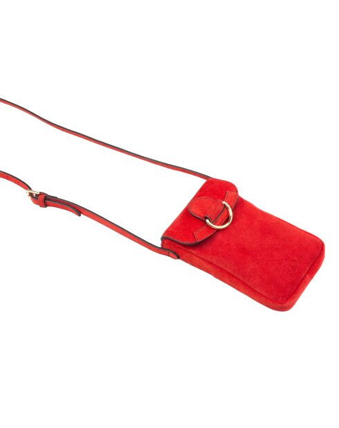 Pochette téléphone en Cuir Zelie V rouge - 11,5x17,5x1,5 cm