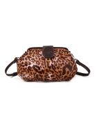 Marta FUR LEO roze leren schoudertas - 24x13,5x8 cm