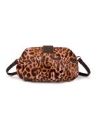 Marta FUR LEO roze leren schoudertas - 24x13,5x8 cm