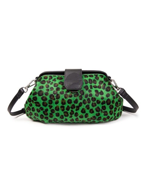 Marta FUR LEO groene leren schoudertas - 24x13,5x8 cm