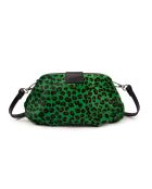 Marta FUR LEO groene leren schoudertas - 24x13,5x8 cm