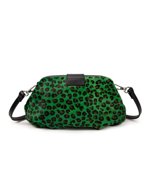 Marta FUR LEO groene leren schoudertas - 24x13,5x8 cm