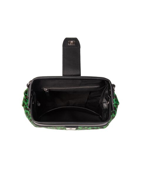 Marta FUR LEO groene leren schoudertas - 24x13,5x8 cm