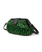 Marta FUR LEO groene leren schoudertas - 24x13,5x8 cm