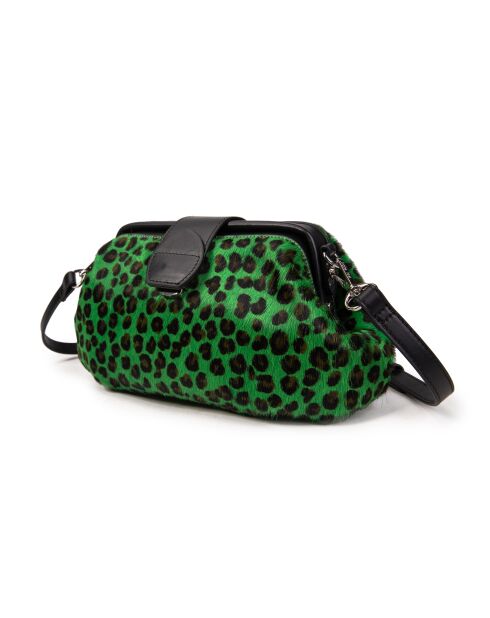 Marta FUR LEO groene leren schoudertas - 24x13,5x8 cm
