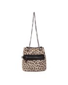 Mini-Schultertasche Kacy aus Veloursleder in V-Leo-Optik, 17 x 17,5 x 8 cm