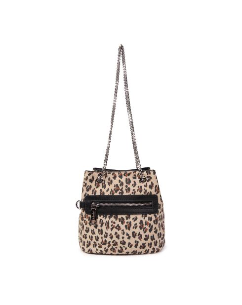 Mini Kacy fur V leo leren schoudertas - 17x17,5x8 cm