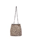 Mini-Schultertasche Kacy aus Veloursleder in V-Leo-Optik, 17 x 17,5 x 8 cm