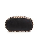 Mini-Schultertasche Kacy aus Veloursleder in V-Leo-Optik, 17 x 17,5 x 8 cm