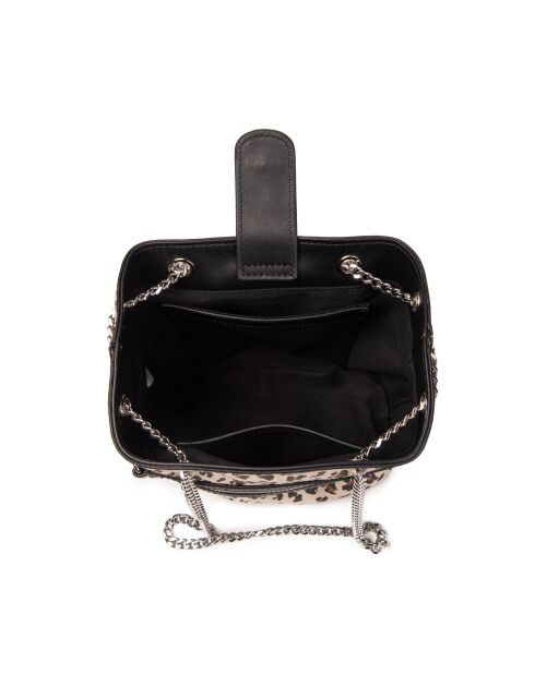 Mini Kacy fur V leo leren schoudertas - 17x17,5x8 cm