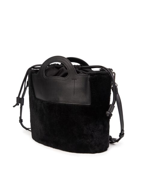 ST Tropez Fur schwarze Lederhandtasche - 28x25x14 cm