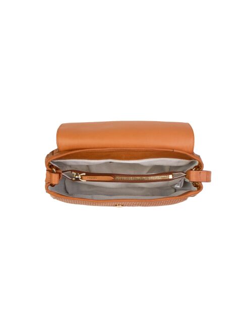 Ully Tresse Schultertasche aus Leder in Cognac, 25 x 13 x 9 cm
