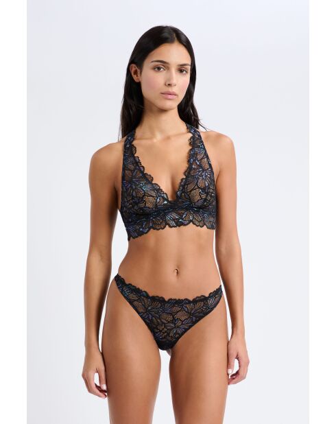 Zwart/blauwe string met reflectie