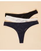 Set de 3 tangas Danta Spe de color azul oscuro