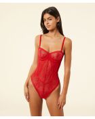 Body intero rosso sexy Panama con ferretto