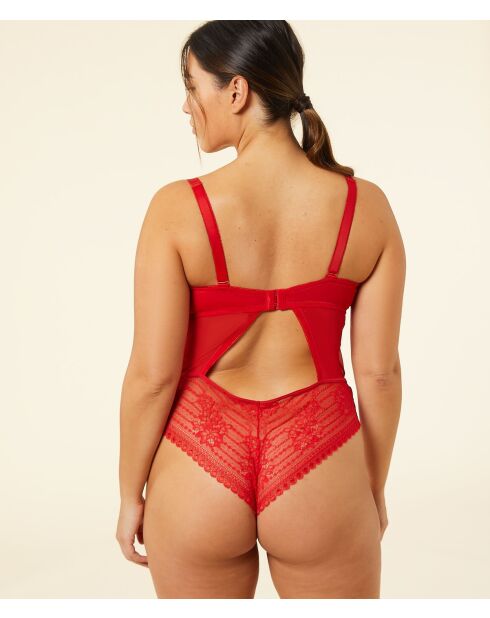 Body sexy rojo de una sola pieza con aros de Panamá