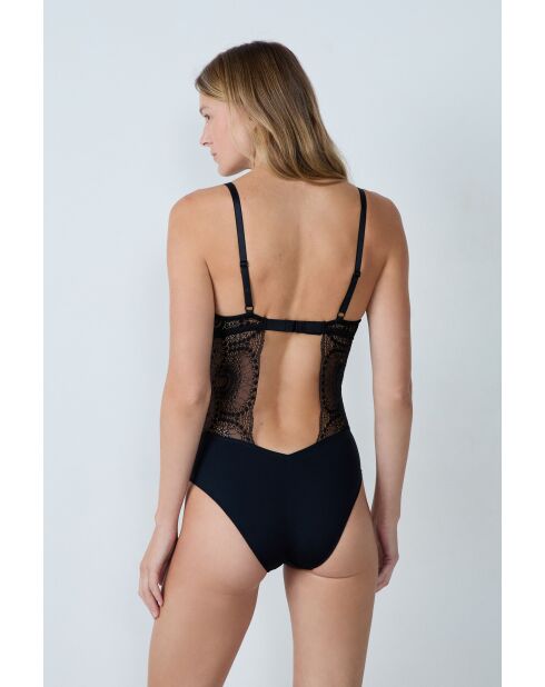 Pure Infini zwarte romper met beugel uit één stuk