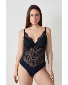 Pure Infini zwarte romper met beugel uit één stuk