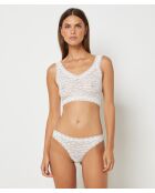 Conjunto de bralette y braguitas de encaje color crudo
