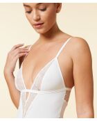 Witte bodysuit uit één stuk zonder beugel Sentiment