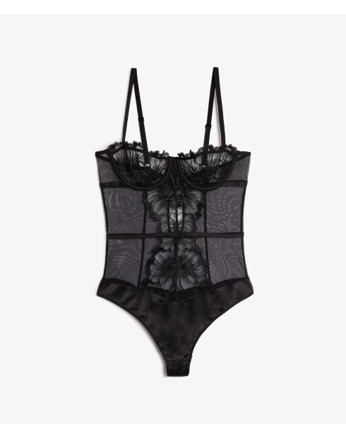 Amaryllis zwarte romper uit één stuk met beugel