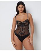 Body negro de una pieza Amaryllis con aros