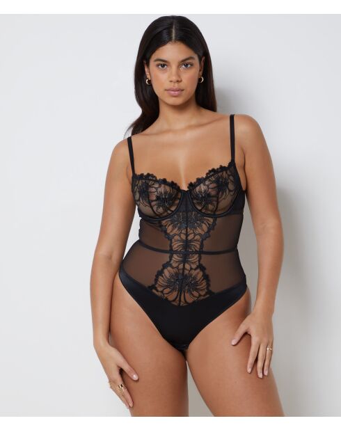 Amaryllis zwarte romper uit één stuk met beugel