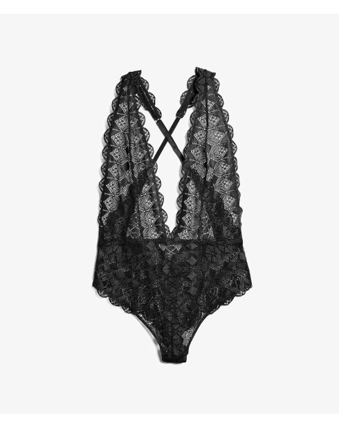 Hemelszwarte bodysuit uit één stuk zonder beugel