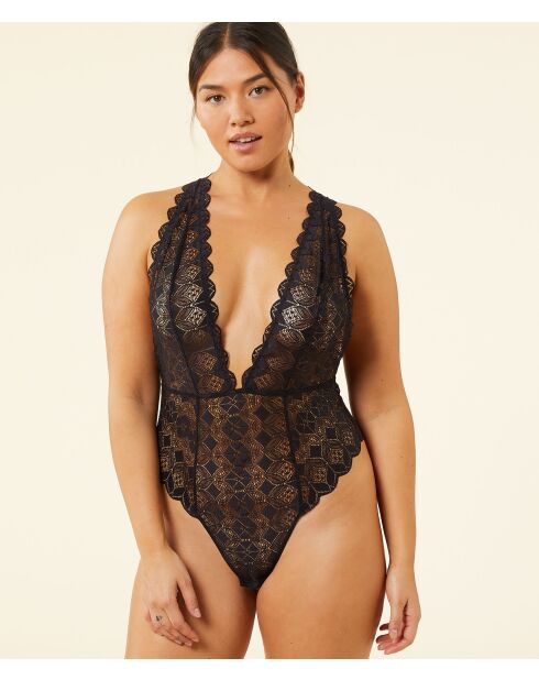 Hemelszwarte bodysuit uit één stuk zonder beugel