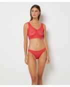 Conjunto de sujetador y braguita de encaje rojo miel