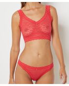 Conjunto de sujetador y braguita de encaje rojo miel