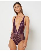 Panache plum romper zonder beugel uit één stuk