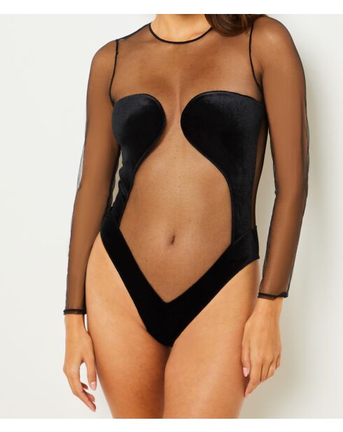 Body une pièce sans armatures Intrigante noir