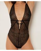 Body intero nero intenso senza ferretto