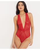 Body une pièce sans armatures Gravure rouge