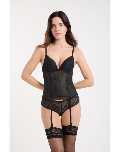 Zwart Panama-korset met monturen