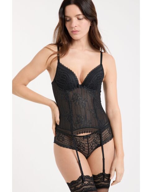 Zwart Panama-korset met monturen