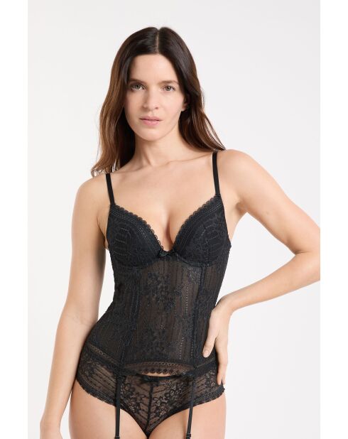 Zwart Panama-korset met monturen