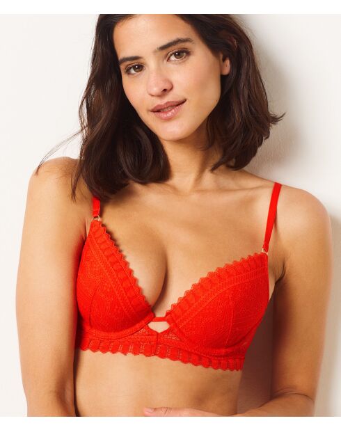 Oranje push-up bh met diamanten en beugel nr. 2