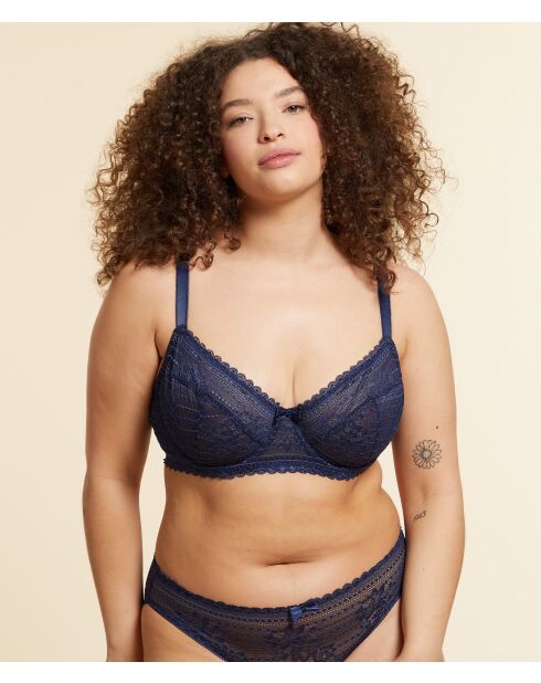 Sujetador azul marino panameño con aros