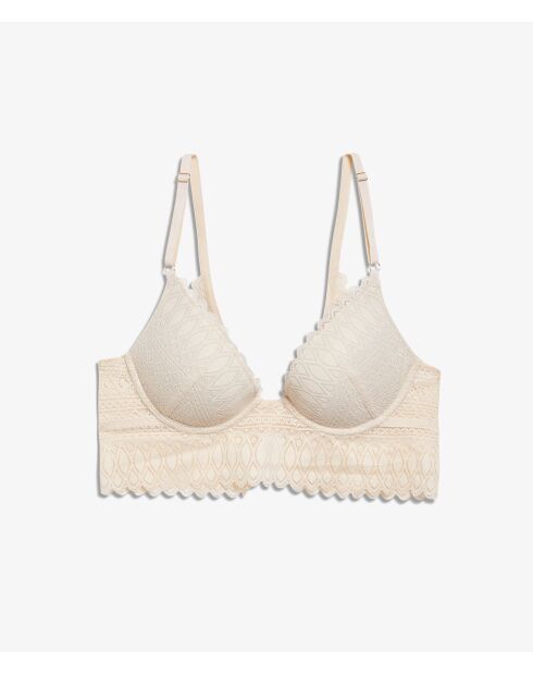 Sujetador push-up con grabado en lino con aros