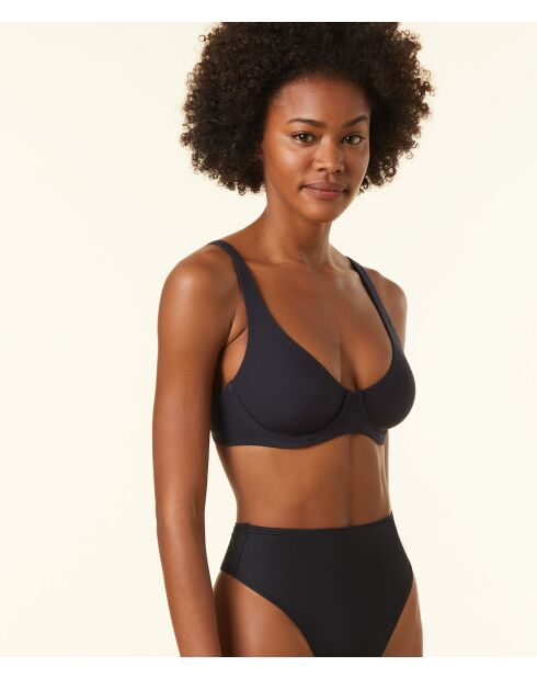 Schwarzer perfekter Bügel-BH aus Baumwolle